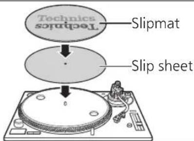 TECHNICS SL1200MK7 - Lay the slipmat and slip sheet on the turntable. - 1