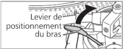 TECHNICS SL1200MK7 - Soulevez le levier de positionnement du bras et déplacez le bras au-dessus de la surface du disque. - 1