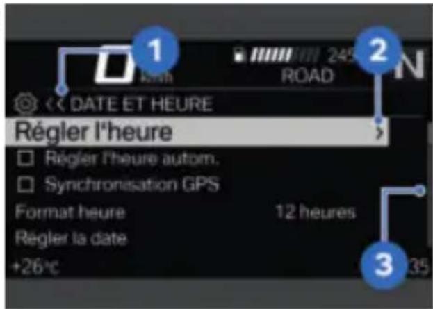 BMW R 1250 GS (2020) - Indications d'utilisation dans les sous-menus - 1