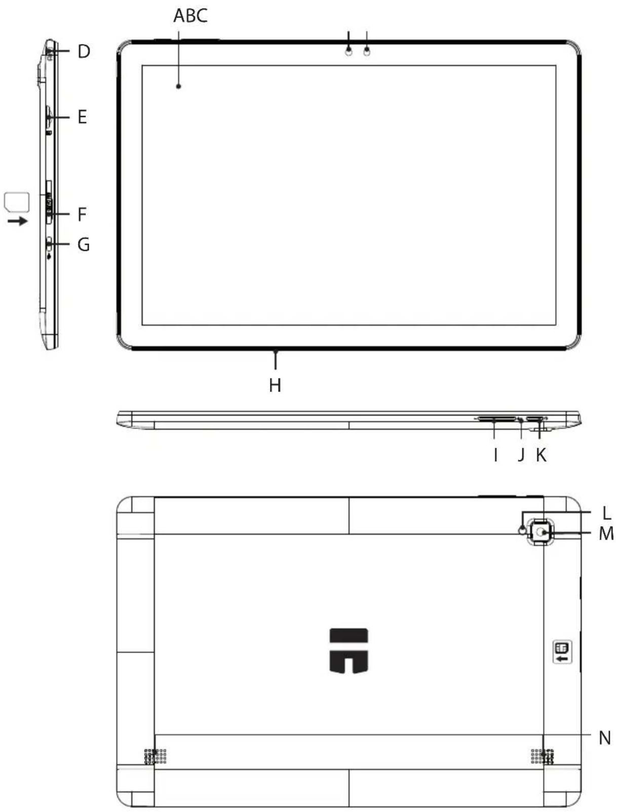 TrekStor SurfTab Y10 - Éléments de commande et connexions - 1