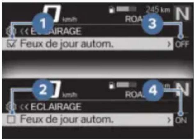 BMW R 1250 RT (2020) - Activer et désactiver les fonctions - 1