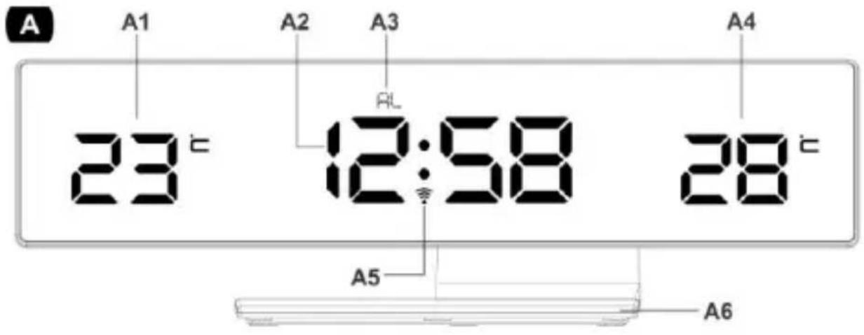 TECHNOLINE WS 6815 - STACJA TEMPERATURE LED Z ZEGAREM STEROWANYM RADIOWOI ALARMEM - 1