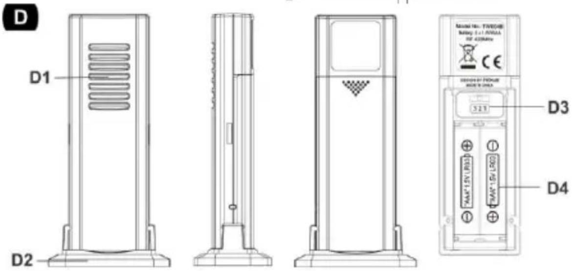 TECHNOLINE WS 6815 - STACJA TEMPERATURE LED Z ZEGAREM STEROWANYM RADIOWOI ALARMEM - 4