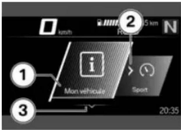 BMW F 900 XR (2020) - Indications d'utilisation dans le menu principal - 1