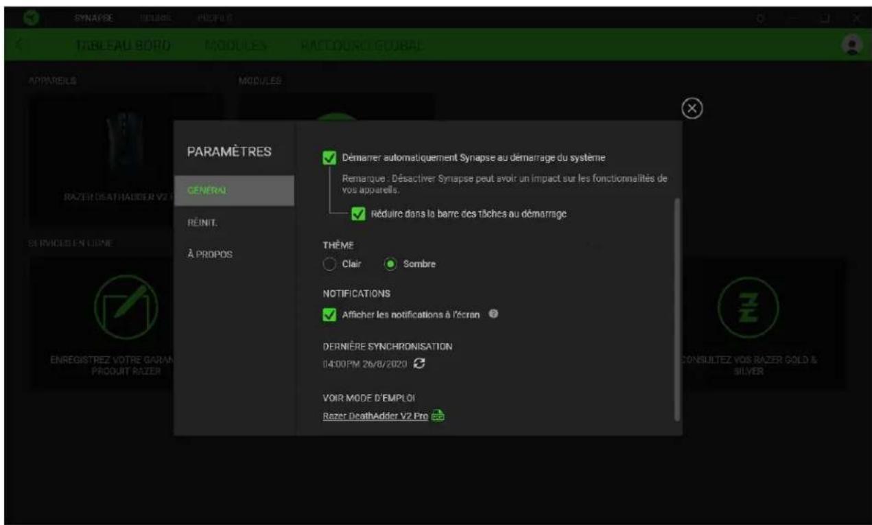 RAZER DeathAdder V2 Pro - FENÉTRE PARAMÉTRES - 1