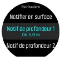SUUNTO D5 - Comment définiir des notifications de profondeur (apnée uniquement) - 1