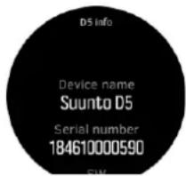 SUUNTO D5 - Comment acceder aux informations sur l'appareil - 1
