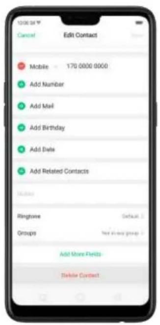 OPPO R15 Pro - 6,2. Modifier et supprimer un contact - 7
