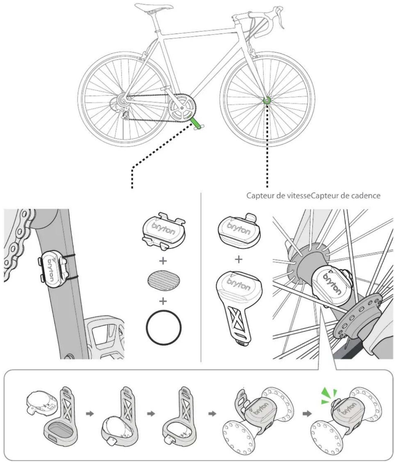 Bryton Rider 15 - Installation du capteur Vitesse/Cadence (optionnel) - 1