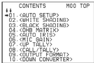 SONY HSC100RF - Tournez le bouton de commande de menu afin de placer le curseur sur MAINTENANCE et appuyez sur le bouton de commande de menu. - 1