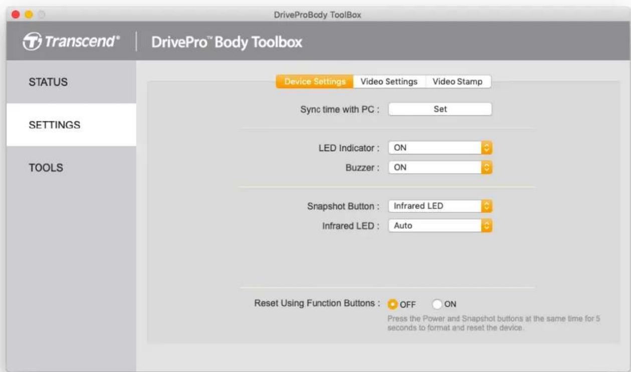 TRANSCEND DrivePro Body 10 - Réglages de l'appareil - 1