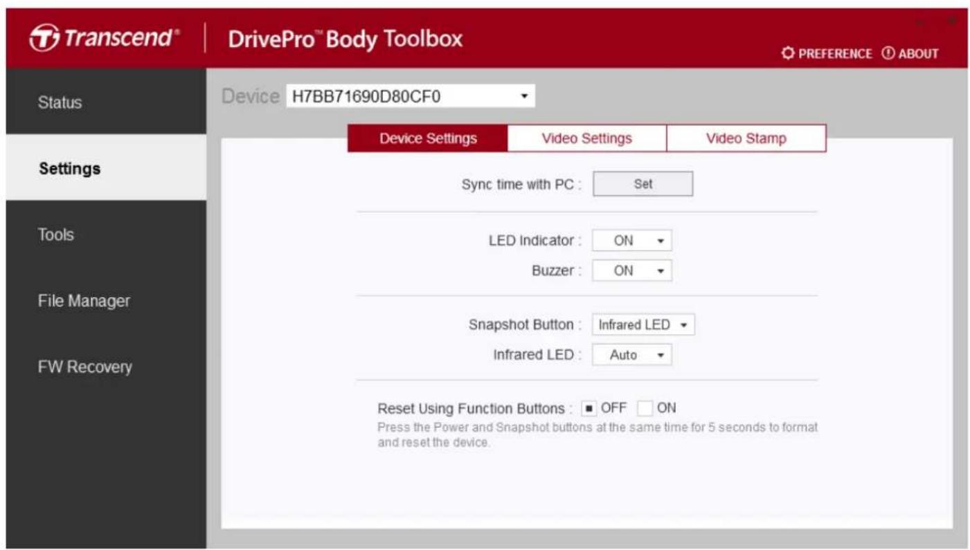 TRANSCEND DrivePro Body 10 - Paramètres - 1