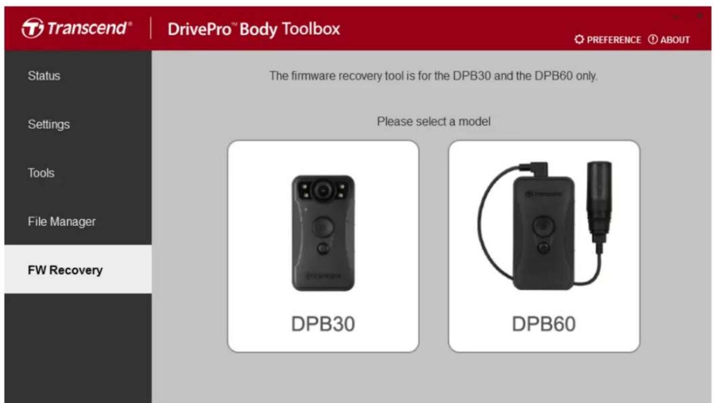TRANSCEND DrivePro Body 10 - Récupération du firmware (pour les drivepro body 30 et drivepro body 60 seulement) - 1