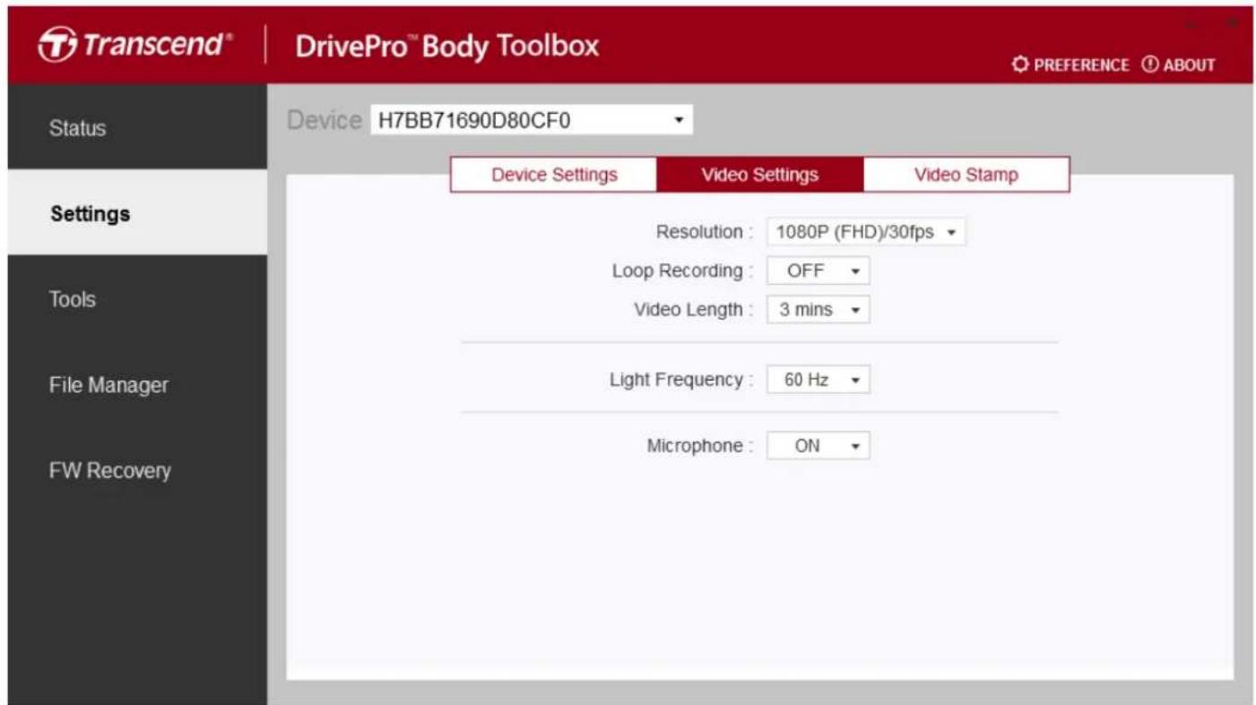 TRANSCEND DrivePro Body 10 - Paramètres - 2