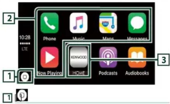 KENWOOD DNX451RVS - Boutons de commande et applications disponibles sur l'écran d'accueil de CarPlay - 1