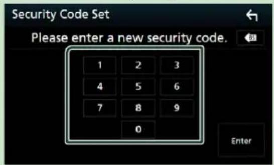 KENWOOD DNX451RVS - Saisissez un code de sécurité de 4 à 8 chiffres et touchez [Enter]. - 1