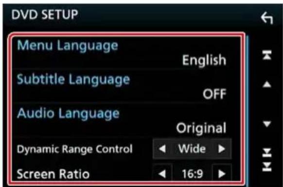 KENWOOD DNX7160BTS - Réglez chaque option comme suit. - 1