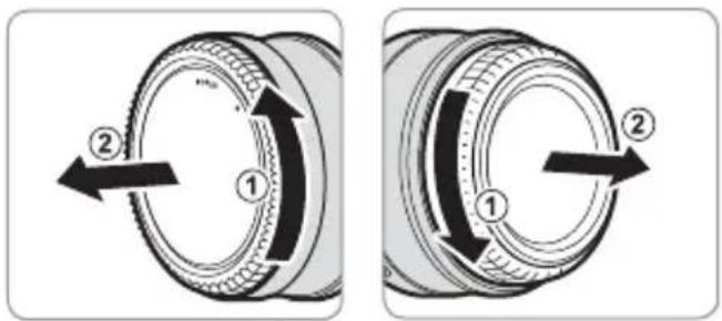 FUJIFILM H MOUNT ADAPTER G - Rimozione dei tappi copri ottica - 1