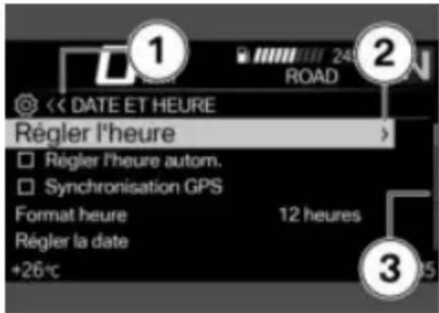 BMW F 850 GS (2020) - Indications d'utilisation dans les sous-menus - 1