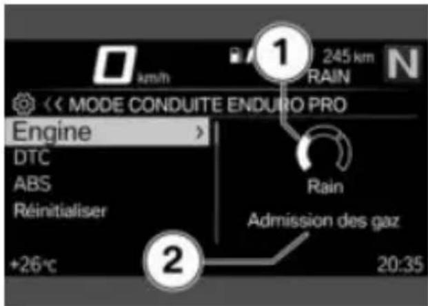 BMW F 850 GS (2020) - Configurer le mode de conduite ENDURO PRO - 1