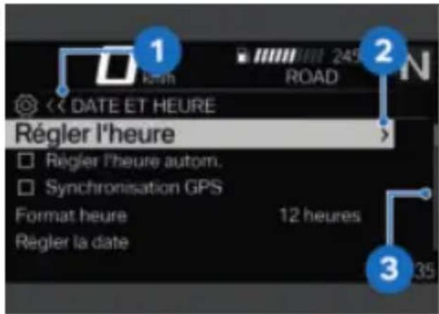 BMW S 1000 R (2021) - Indications d'utilisation dans les sous-menus - 1