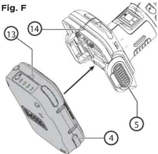 BLACK & DECKER BCW201 - Installing and removing the GoPak 2 in 1 battery in a power tool (Fig. F) - 2