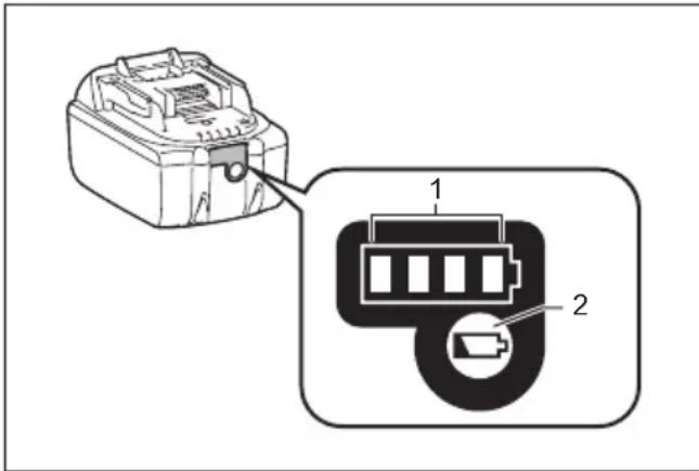 MAKITA DMR203 - Indicating the remaining battery capacity - 1