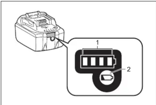 MAKITA DMR203 - Indicando a capacidade restante da bateria - 1