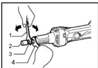 MAKITA DGD800RTJ - Installation ou retrait de la meule sur tige - 1