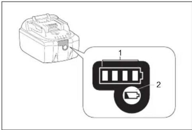 MAKITA DMR115B - Angivelse af den resterende batterikapacitet - 1