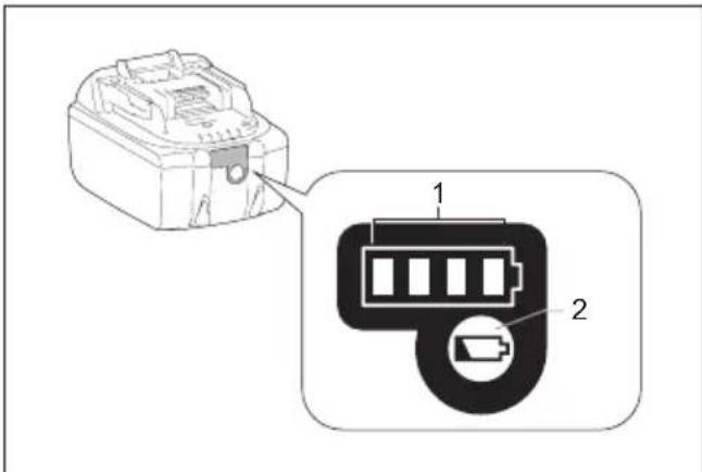 MAKITA DMR115B - Indicazione della energia residua della batteria - 1