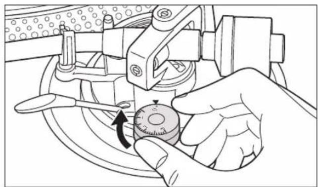 TECHNICS SL1200MK7R - Tournez la commande antipatinage pour la régler sur la même valeur que celle de la commande de la force d'appui de la pointe de lecture. - 1