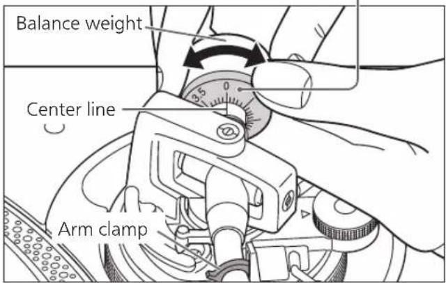 TECHNICS SL1200MK7R - Turn the stylus pressure control until "0" comes to the center line of the rear of the tone arm. - 2