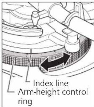 TECHNICS SL1200MK7R - Adjust the height with the arm-height control ring. - 2