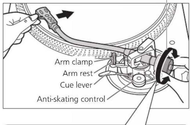 TECHNICS SL1200MK7R - Free the tone arm from the arm rest and adjust horizontal balance by turning the balance weight. - 2