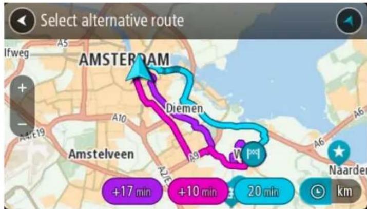 Select alternative route Amsterdam Diemen Amstelveen +17 min +10 min 20 min km