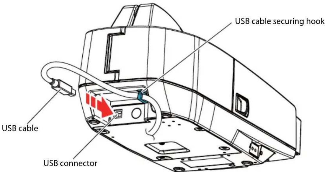 USB cable securing hook USB cable USB connector
