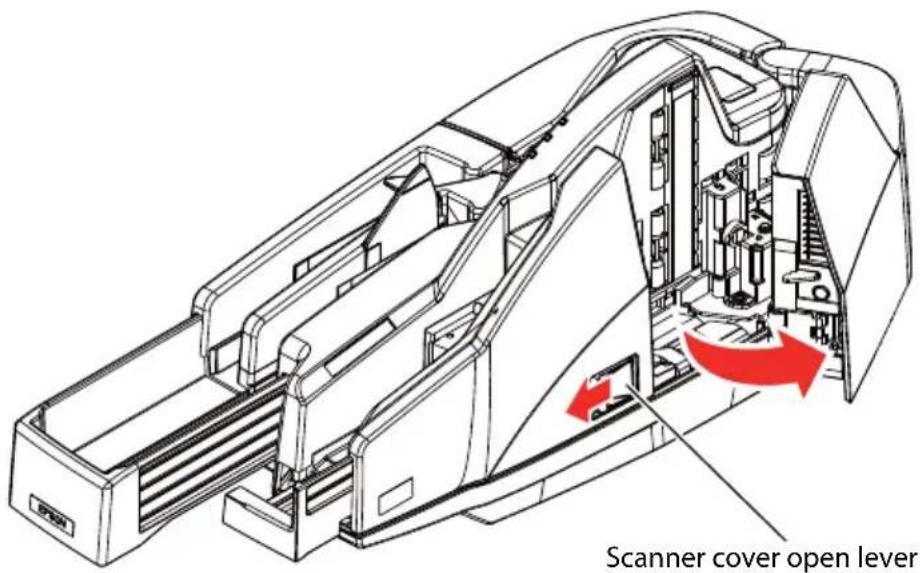 Scanner cover open lever