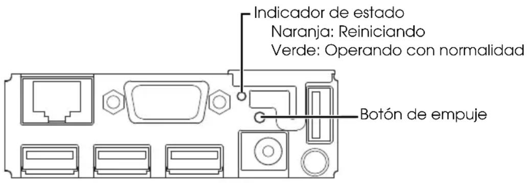 Indicador de estado Naranja: Reiniciando Verde: Operando con normalidad Botón de empuje