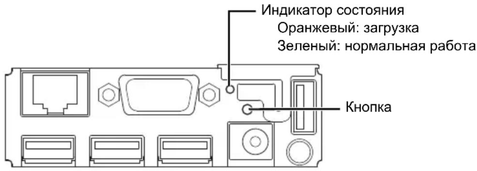 Индикатор состояния Оранжевый: загрузка Зеленый: нормальная работа Кнопка