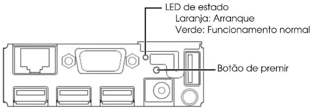 LED de estado Laranja: Arranque Verde: Funcionamento normal Botão de premir