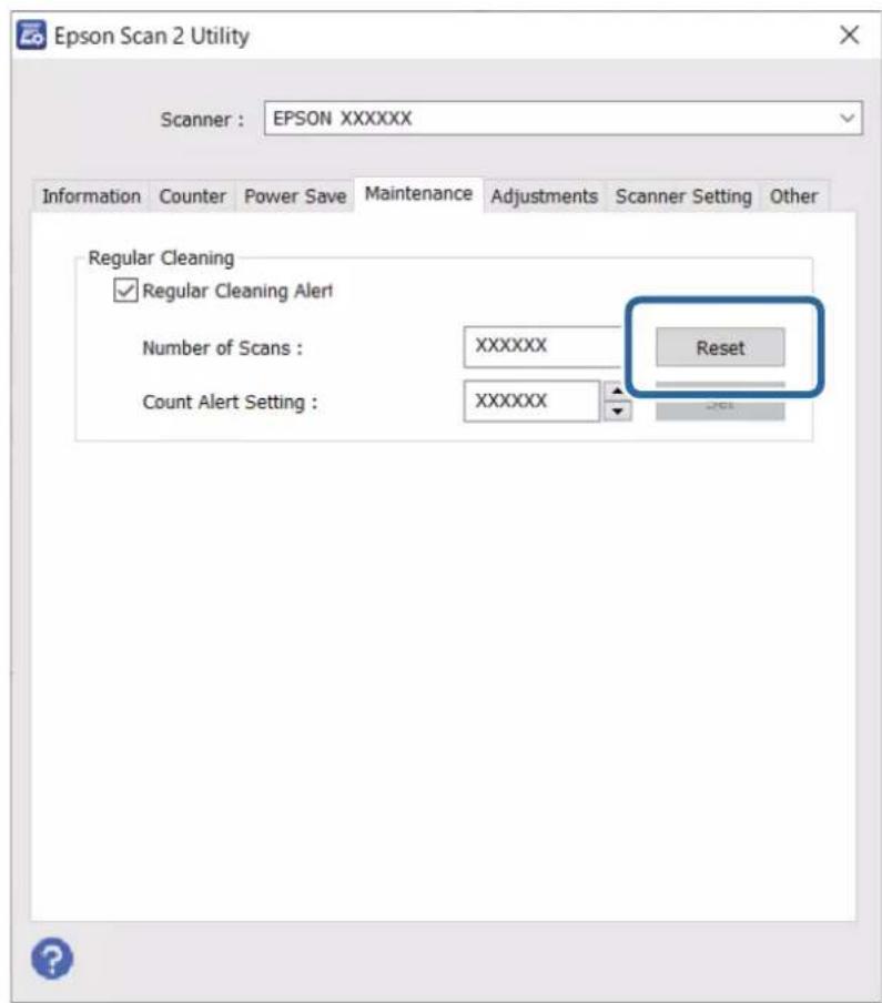 EPSON WorkForce DS770II - Réinitialisation du nombre de numérisations après un nettoyage régulier - 1