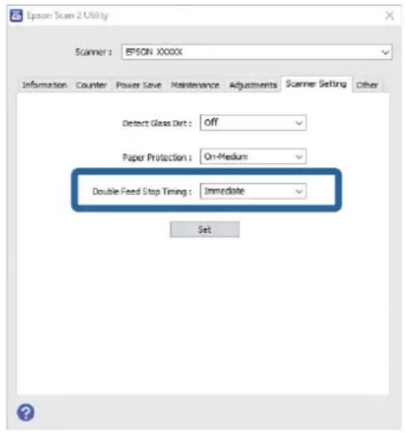 EPSON WorkForce DS770II - Définition de l'opération lorsqu'une double alimentation est détectée - 1