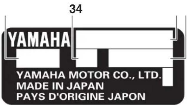 YAMAHA FL300B1 (2015) - Numéro de série du moteur hors- bord - 2