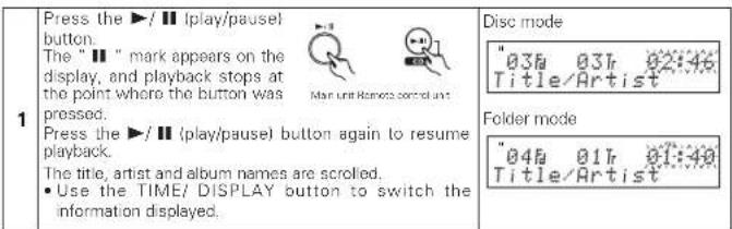 DENON DM33S - Interrupting playback temporarily - 1