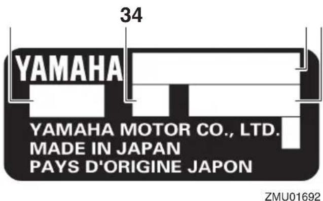 YAMAHA 9.9F (2015) - Numéro de série du moteur hors-bord - 1