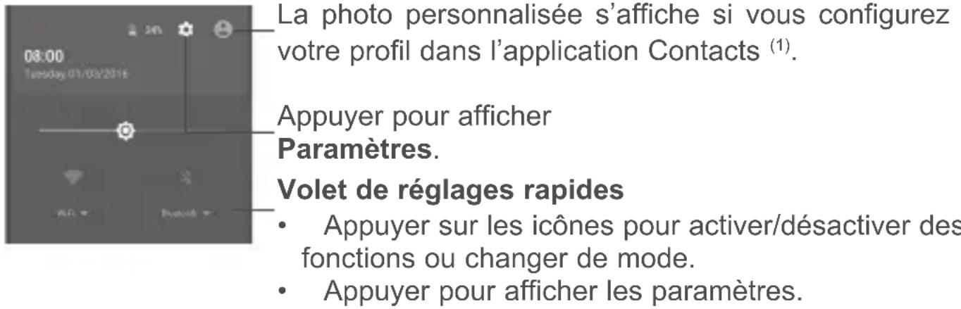 ALCATEL 1E - Volet de réglages rapides - 1