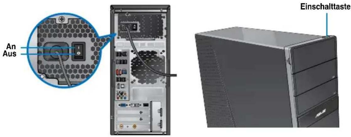 ASUS CG8265 - So schalten Sie den Computer ein: - 1
