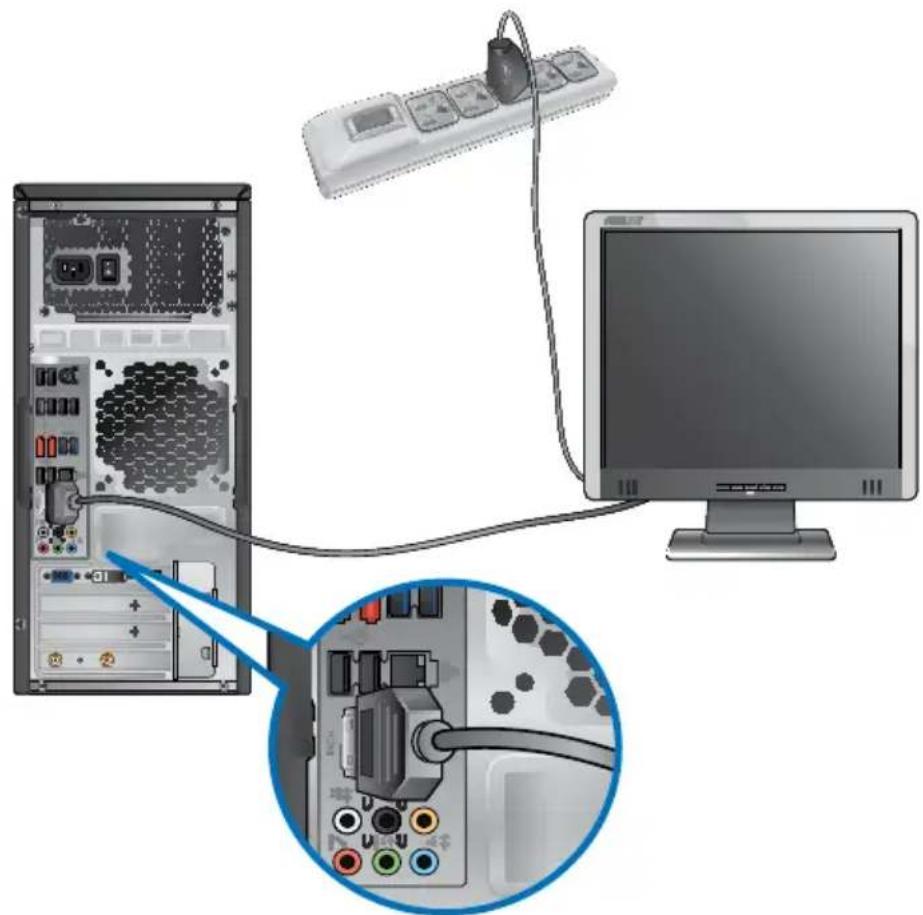 ASUS CG8265 - So verbinden Sie einen externen Monitor mithilfe der integrierten Anzeigeanschluss: - 1