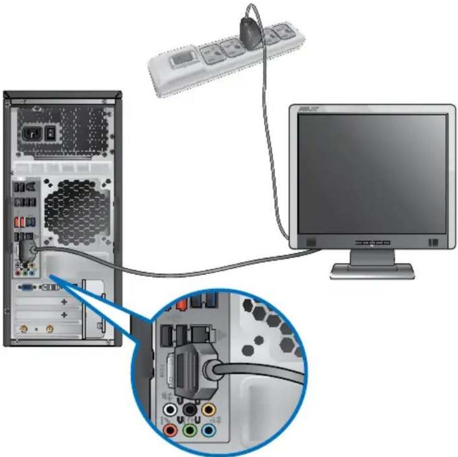 ASUS CG8265 - To connect an external monitor using the onboard display output ports: - 1